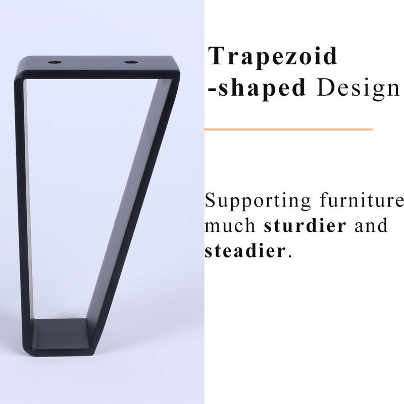 Osring 6 Inch Trapezoid Furniture Legs 4pcs, Solid Steel Furniture Hairpin Leg for Side Table, TV Stand and Cabinet, Black - Image 4